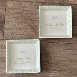 NWOT - TWO’S COMPANY Whale Themed Decorative  Ceramic Plates for Baby